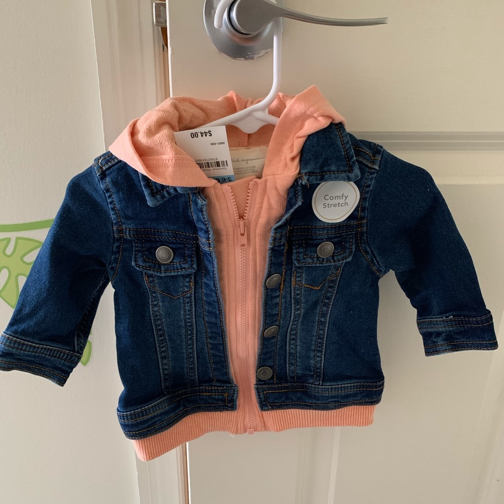 First Impressions Hooded Zip Up Denim Jacket